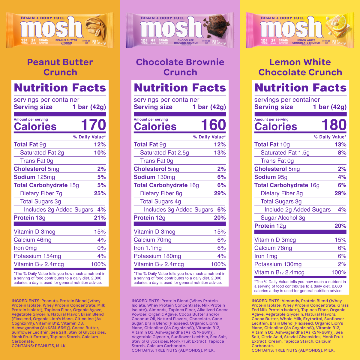 MOSH Protein Bar Variety Pack (15 Count)